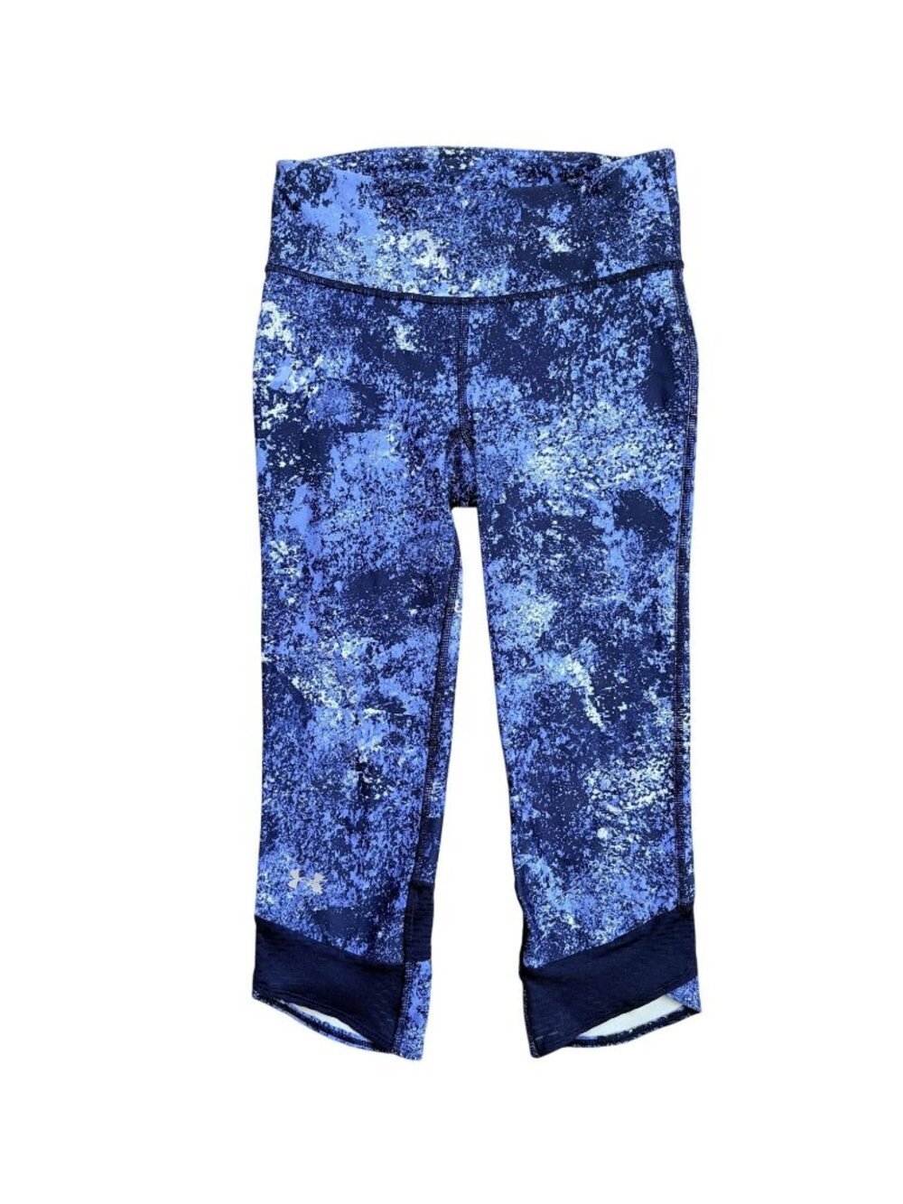 Under Armour XS Blue Printed HeatGear Crop Leggings 18.5" Inseam EUC